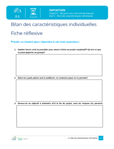 Bilan des caractéristiques individuelles