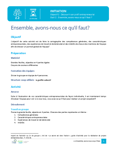 Ensemble, avons-nous ce qu’il faut ?