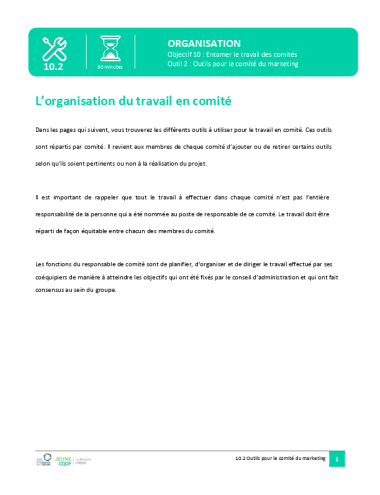 Outils pour le comité du marketing