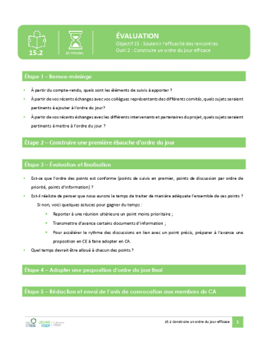 Construire un ordre du jour efficace