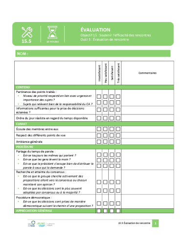 Évaluation de rencontre